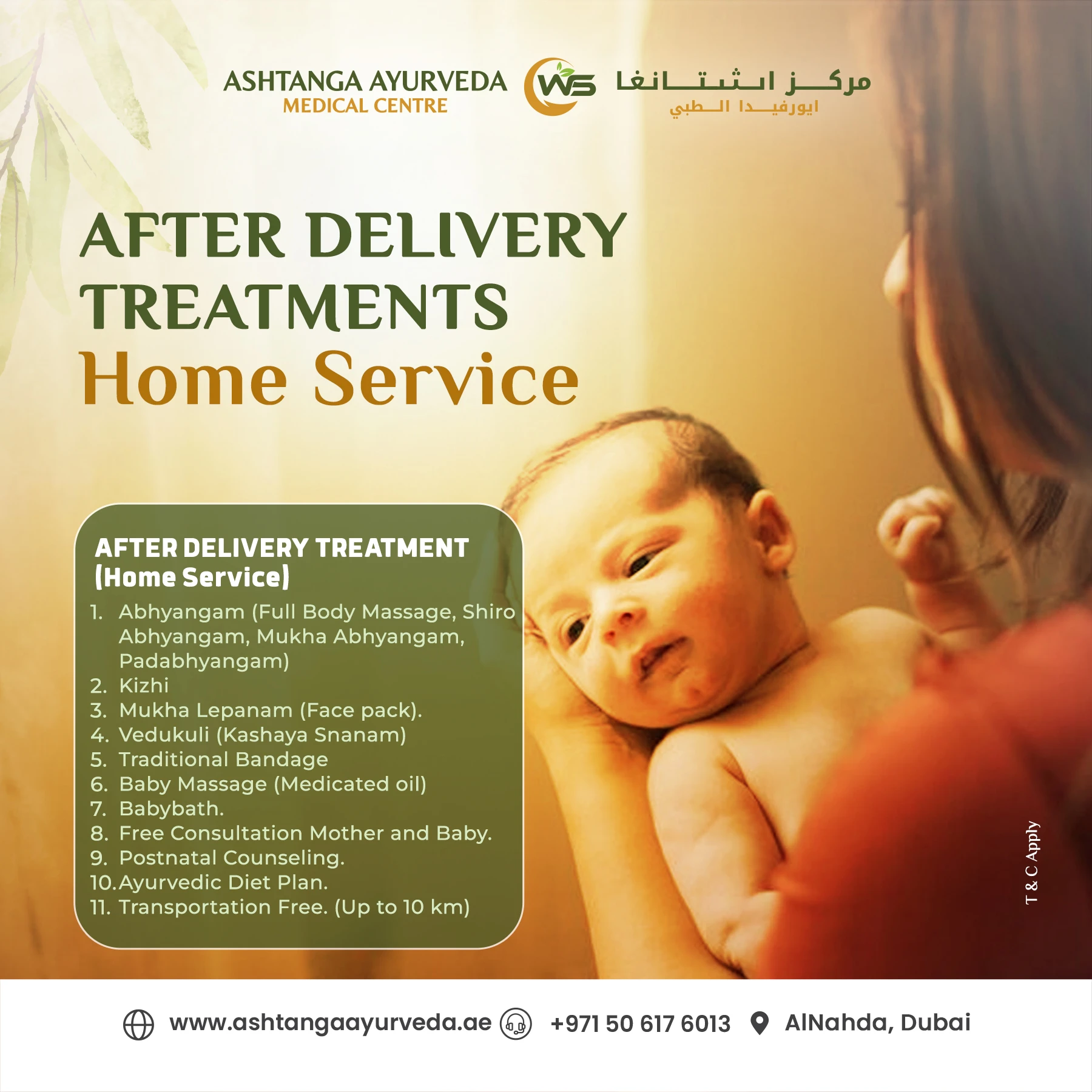 after delivery care treatment ashtanga ayurveda Dubai
