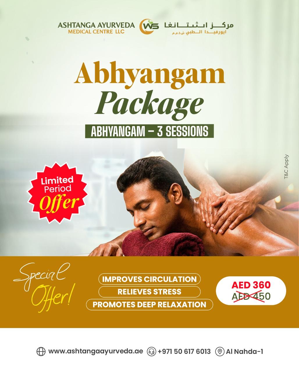 Abhyangam Ayurvedic oil massage package in Dubai for full body detox and relaxation