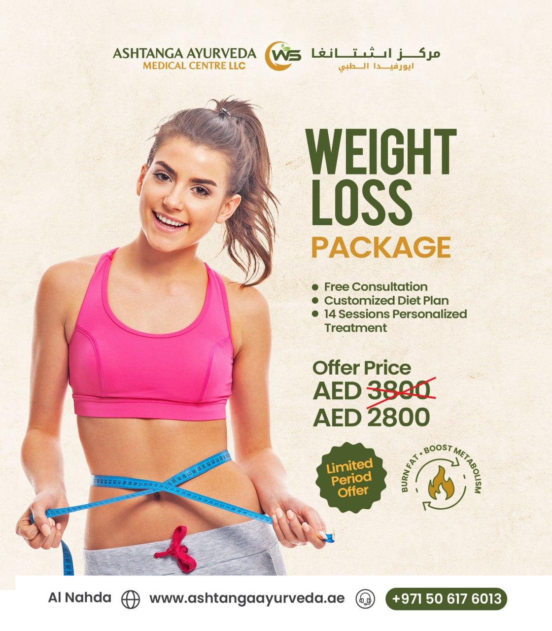 Ayurvedic weight loss treatment package in Dubai for natural fat reduction and detox