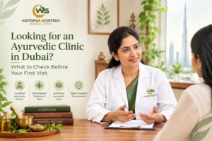 Ayurvedic doctor consulting a patient at an Ayurvedic Clinic in Dubai